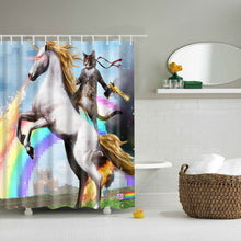 Load image into Gallery viewer, high quality adventures of Unicorn and Cat Printed Shower Curtains Bath Products Bathroom Decor with Hooks Waterproof

