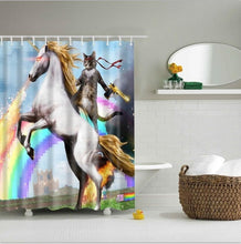 Load image into Gallery viewer, high quality adventures of Unicorn and Cat Printed Shower Curtains Bath Products Bathroom Decor with Hooks Waterproof
