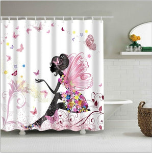 high quality adventures of Unicorn and Cat Printed Shower Curtains Bath Products Bathroom Decor with Hooks Waterproof