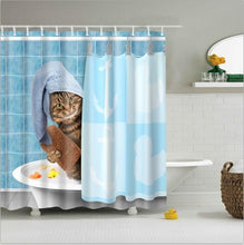 Load image into Gallery viewer, high quality adventures of Unicorn and Cat Printed Shower Curtains Bath Products Bathroom Decor with Hooks Waterproof
